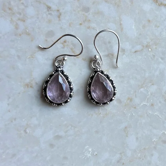 NWOT Sundance Drifting Dewdrops Earrings, Pink Kunzite, Sterling Silver